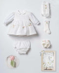 Coffret Robe nouveau née à petites fleurs